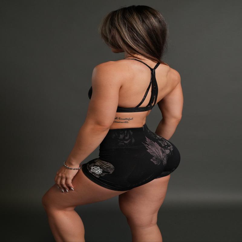 Dual Wolf Everson Seamless "Sierra" Shorts in Black Vinatas Flora