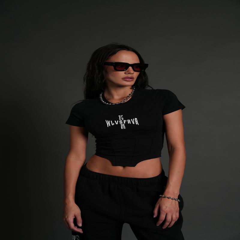 Iron Code Salem Corset Tee in Black