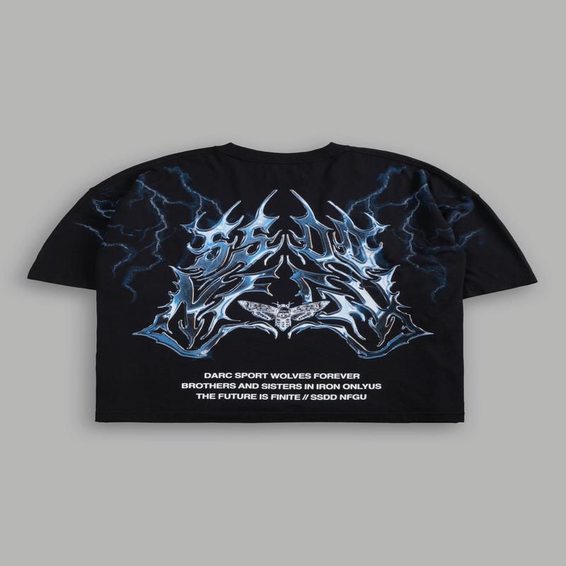 Lightning Strike Grunge "Box Cut" Tee in Black
