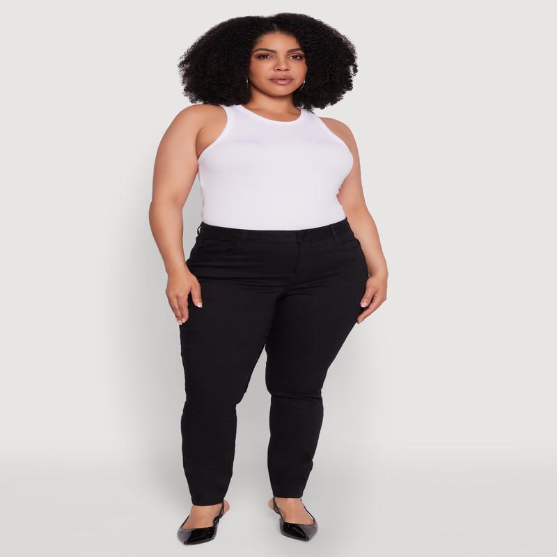 Plus Size WAX Twill High Waisted Skinny Leg Pants
