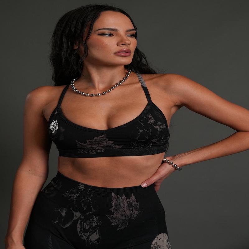 Single Wolf "Everson" Alexa Seamless Bra in Black Vinatas Flora