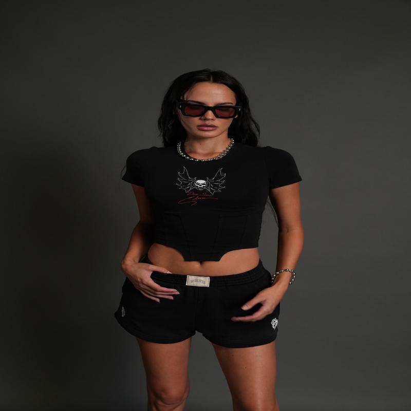 Wings of Darkness Salem Corset Tee in Black