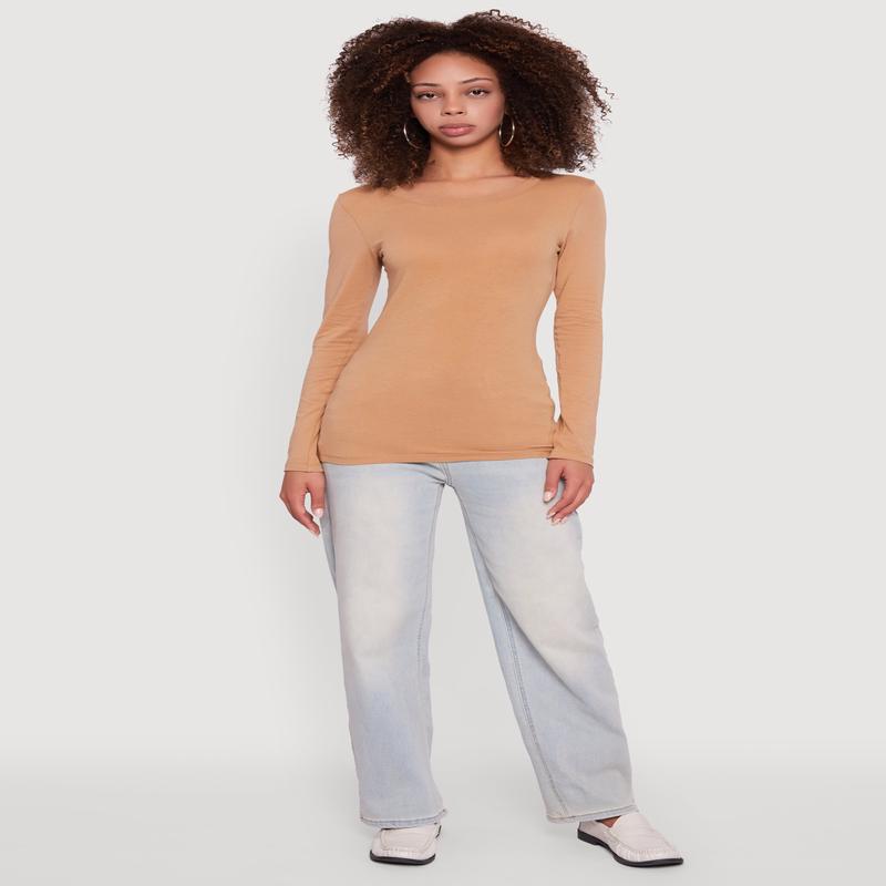 Basic Long Sleeve Crew Neck T Shirt