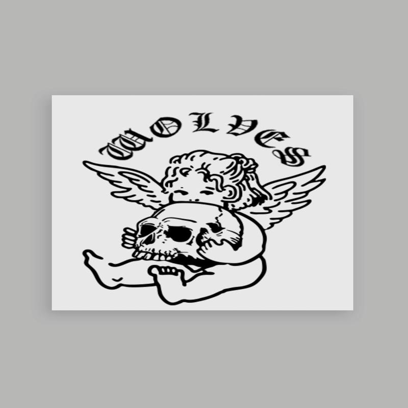 Cherub and the Skull Large Sticker in Black