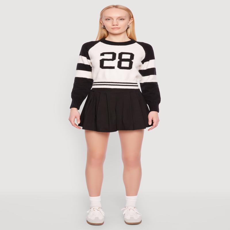 Daisy 28 Varsity Stripe Graphic Sweater