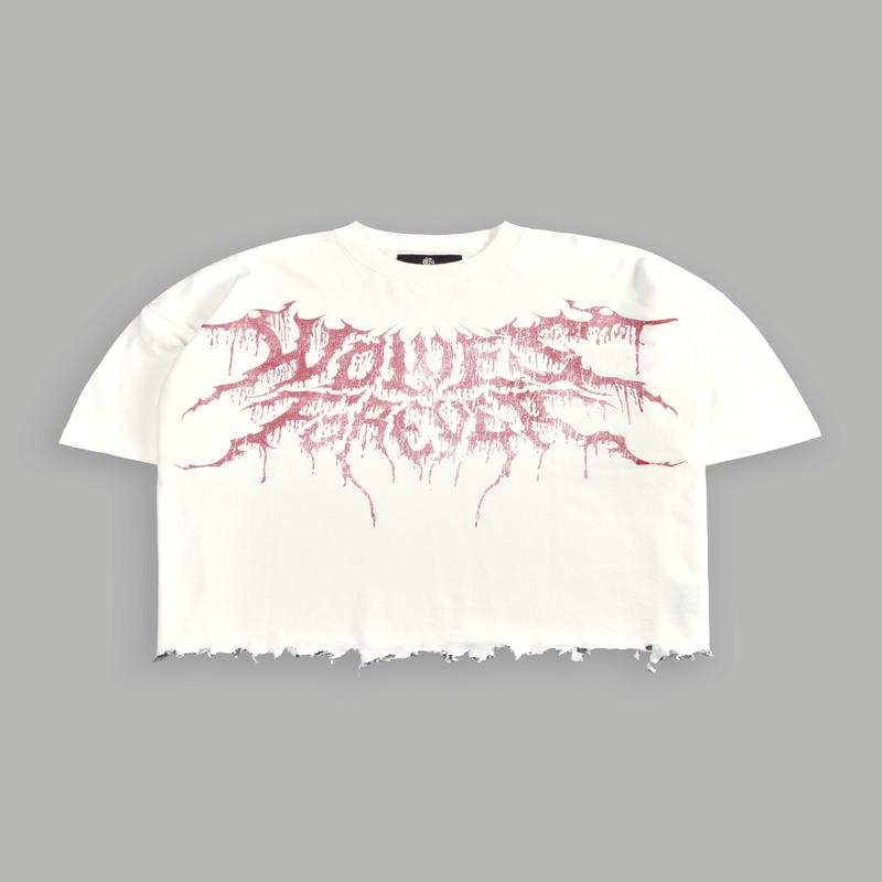 Drip Hesh Destroyed Grunge "Box Cut" Tee in Cream