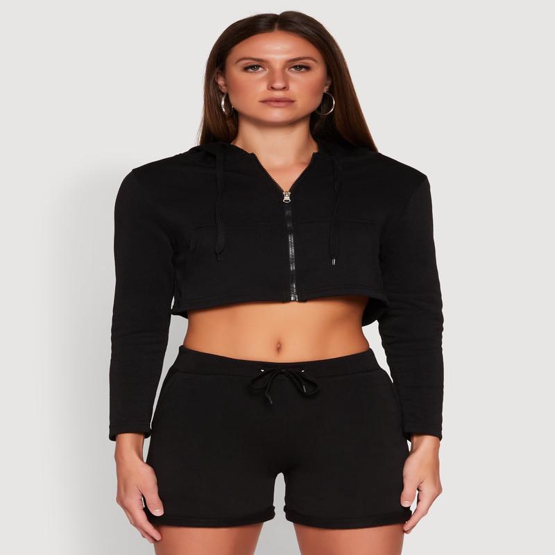 Fleece Lined Zip Front Hooded Sweatshirt