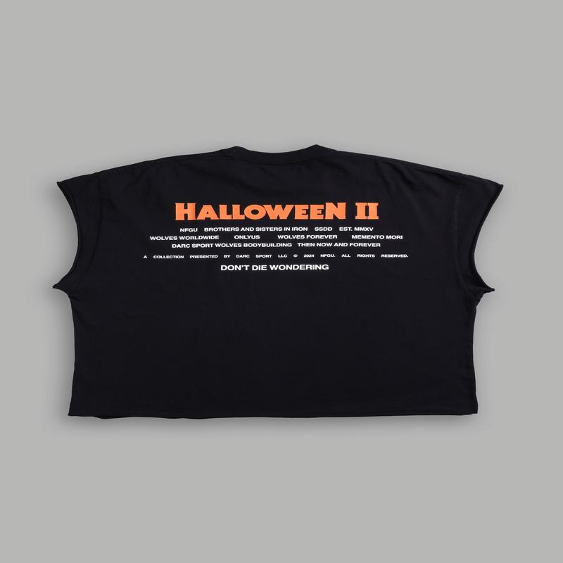 Halloween II "Grunge" Cut Off Tee in Black/Orange