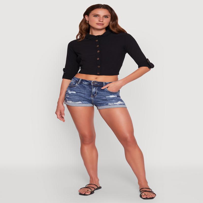 Keyhole Tie Back Long Sleeve Shirt