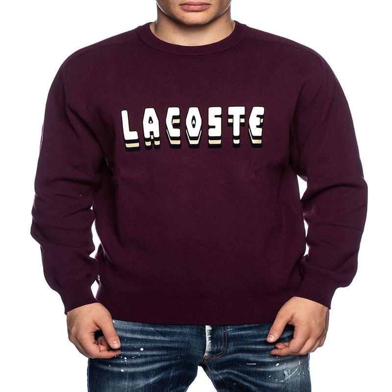 LACOSTE LOGO SWEATSHIRT IN BORDEAUX