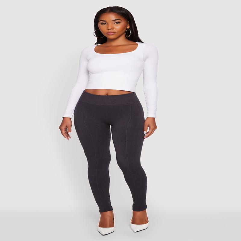 Marled High Waisted Fleece Lined Leggings