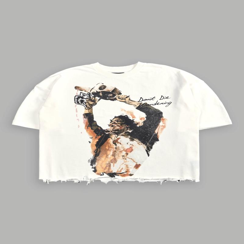 Massacre Destroyed Grunge "Box Cut" Tee in Cream