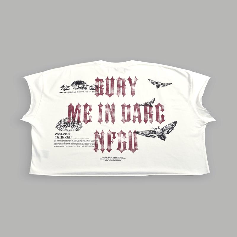 Bury Me in Darc Forever Grunge Cut-Off Tee in Cream