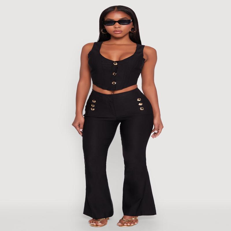 Flared Pull On Dress Pants