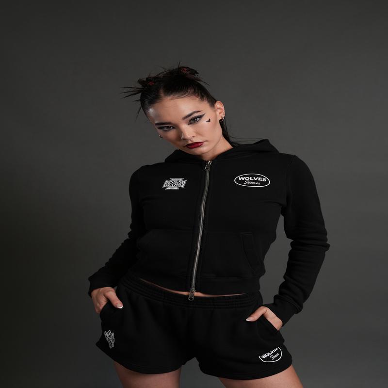 Our Time "Iris" Zip Up She Hoodie in Black