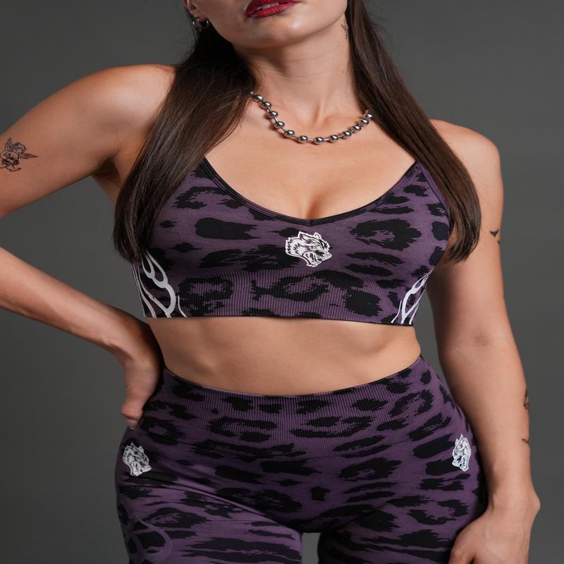 Single Wolf Energy "Everson" Seamless Sports Bra in Leopard Purple Tonal Energy
