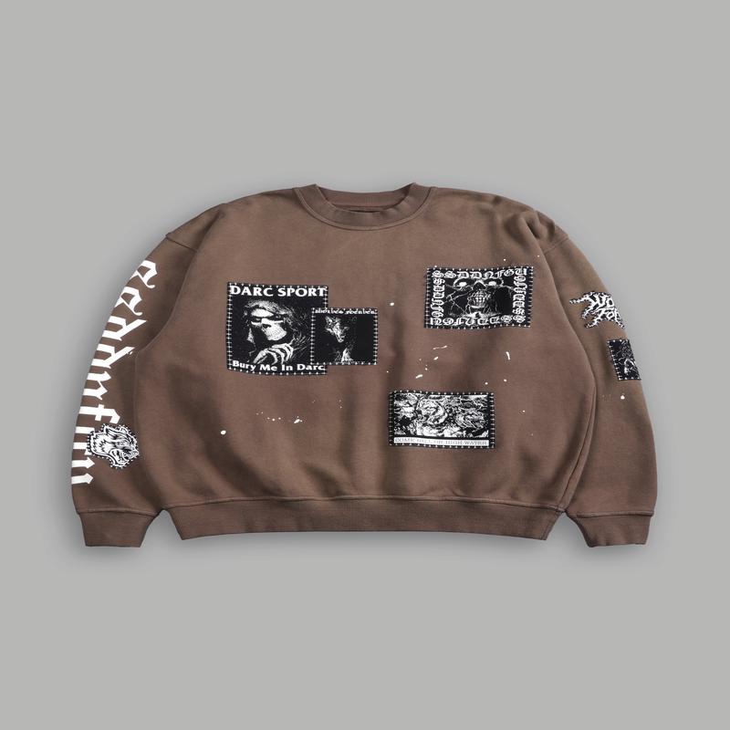 Stitched In London Unisex Crewneck in Desert Dust Vandal Wash