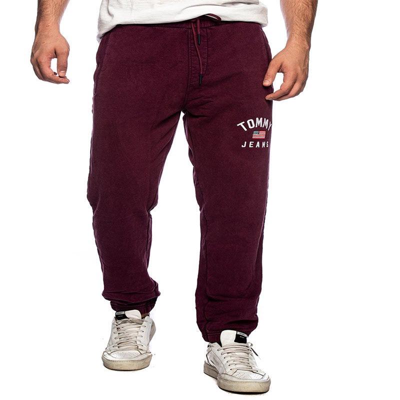 TJM WASHED LOGO SWEATPANTS IN BURGUNDY