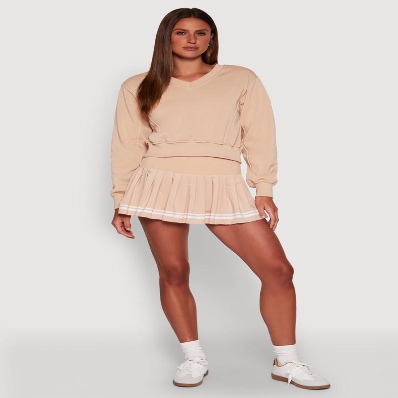 Varsity Stripe High Waisted Pleated Skirt