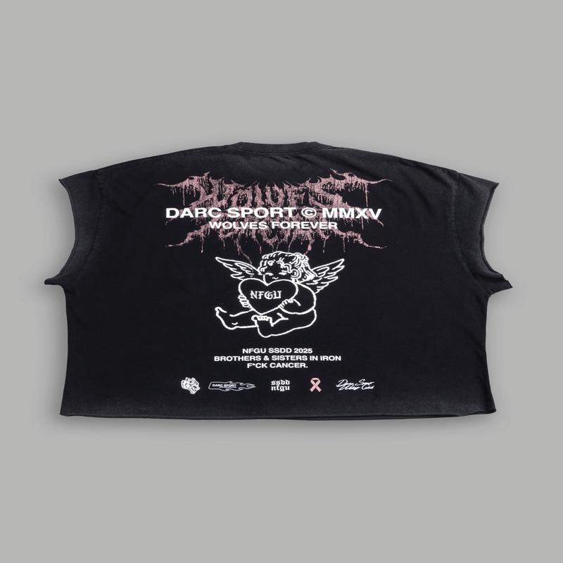 Cherub Core Grunge Cut-Off Tee in Black