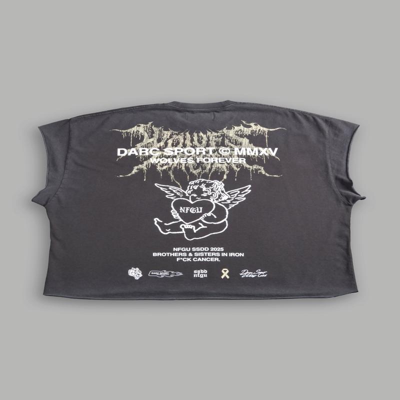 Cherub Core Grunge Cut-Off Tee in Wolf Gray