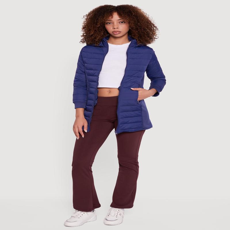 Hooded Zip Front Puffer Jacket