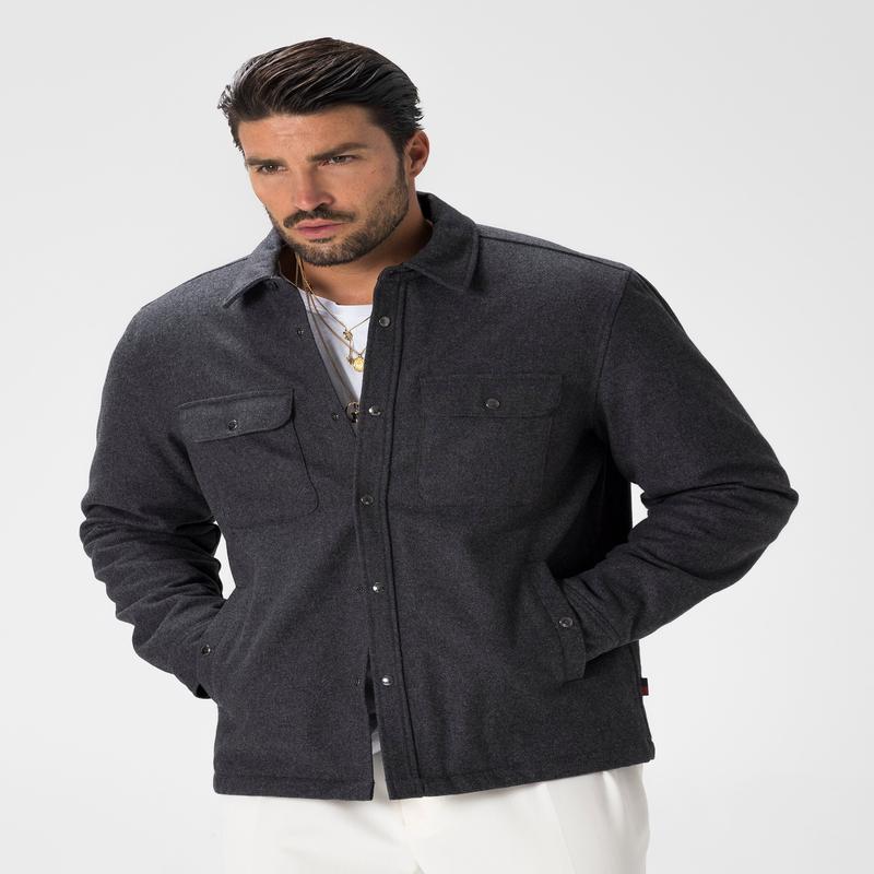 JACKET SHIRT IN DARK GREY MELANGE