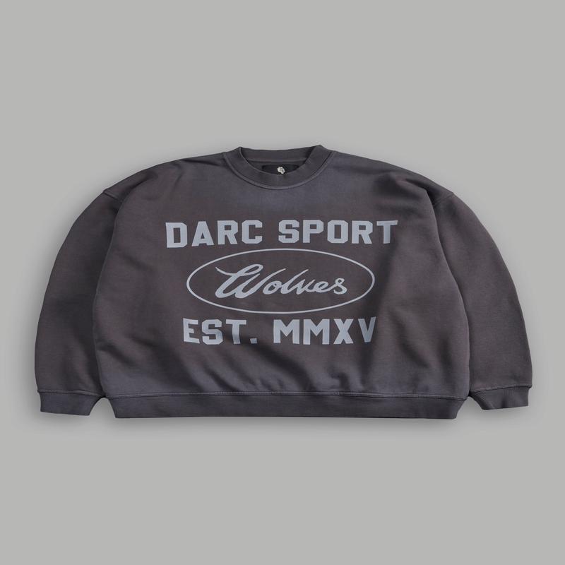 Darc Sport MMXV Grunge Oversized London Unisex Crewneck in Wolf Gray Drift Wash