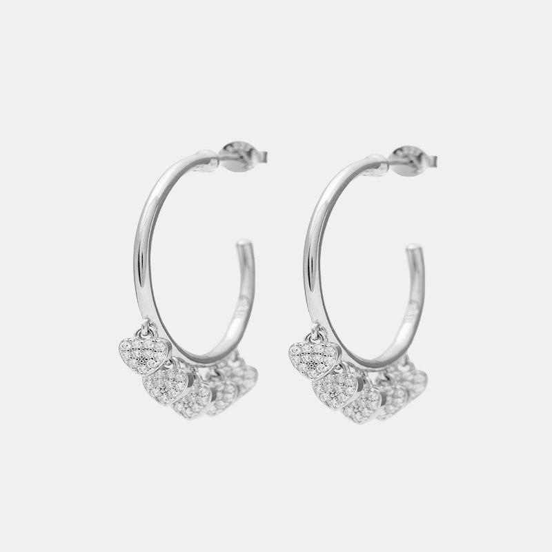 EARRINGS IN SILVER WITH HEARTS PENDANTS