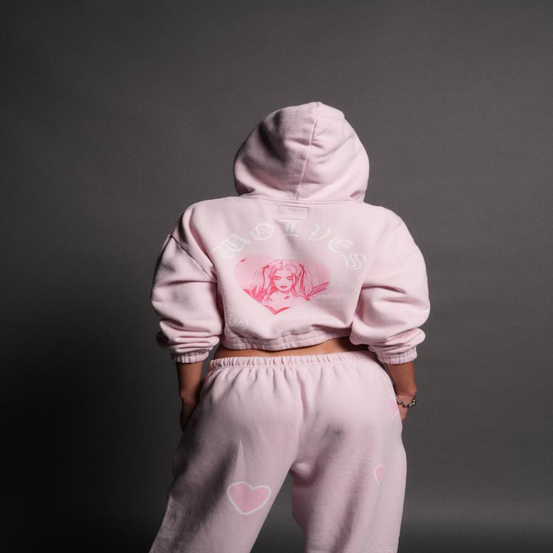 Her Energy "Chambers" (Cropped) Zip Hoodie in Blush Pink