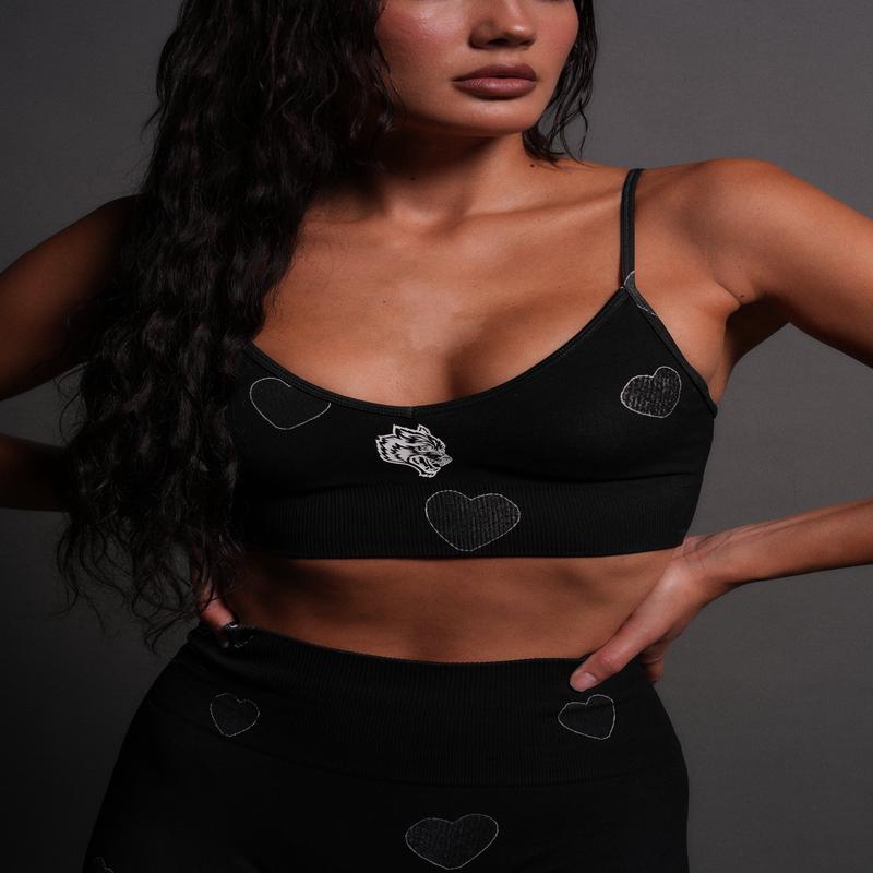 Her Energy "Everson" Seamless Sports Bra in Heart Candy Black