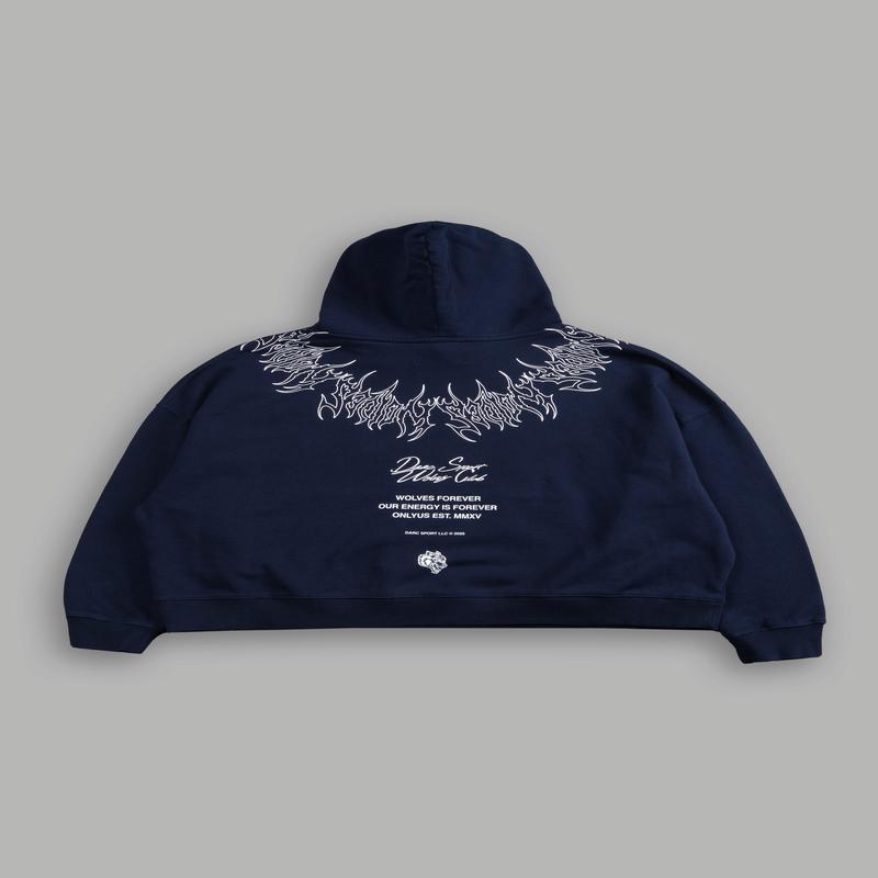 Hesh Core Grunge "Gage Box Cut" Hoodie in Navy