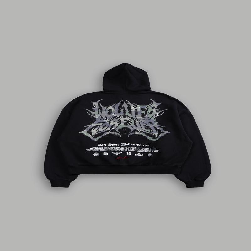 Metal Camo Darco Double Zip Hoodie in Black