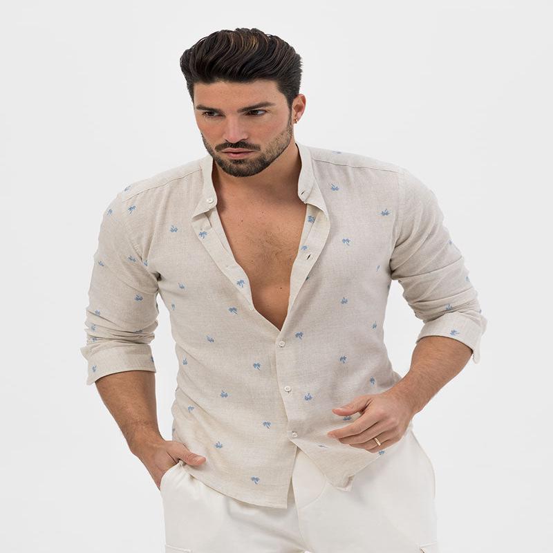 PALM PRINTED SHIRT IN BEIGE