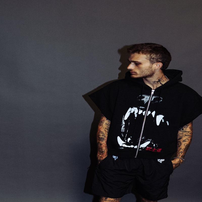 Blood Thirsty Kanji "Creed" Cap Zip Hoodie in Black