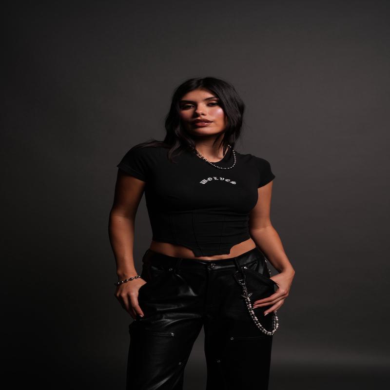 Chopper Wolf Salem Corset Tee in Black