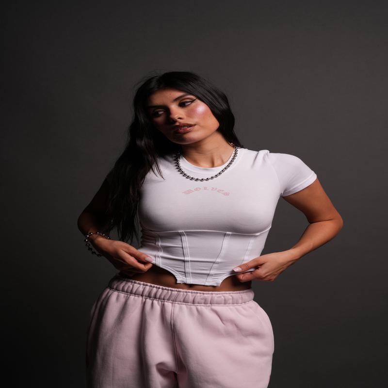 Chopper Wolf Salem Corset Tee in White