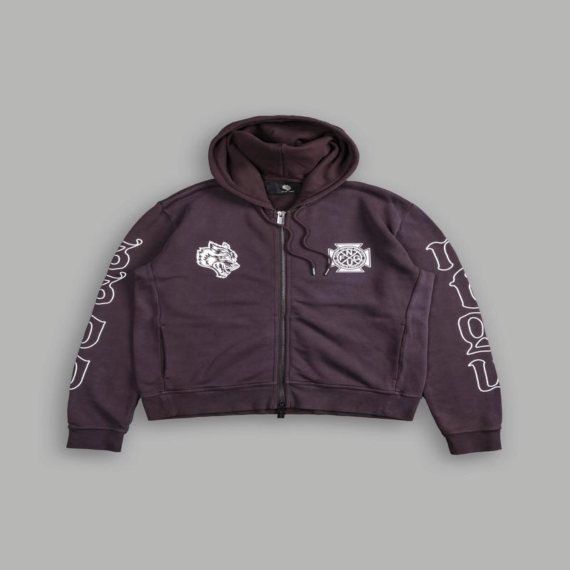Infernal Mantra Donnie "Zip Up" Hoodie in Darc Garnet Horizon Sun Fade