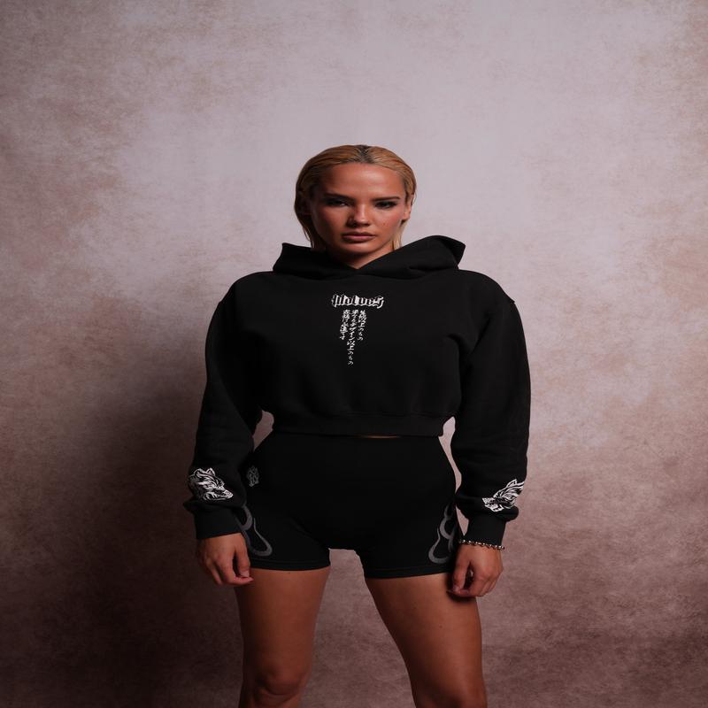 Moth Flames "Rose" Hoodie in Black