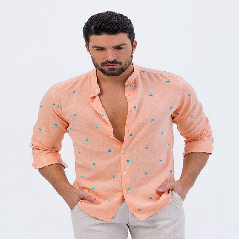 PALM PRINTED SHIRT IN ORANGE
