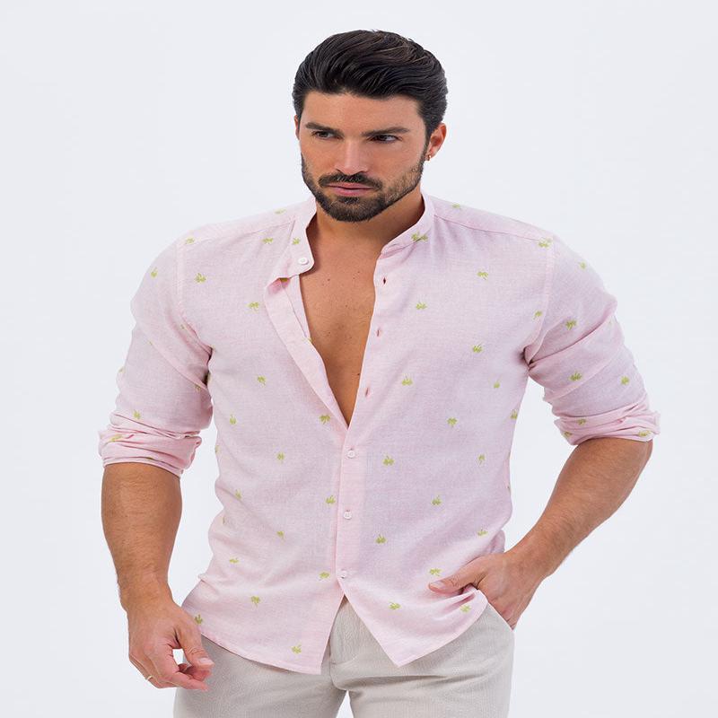 PALM PRINTED SHIRT IN ROSE