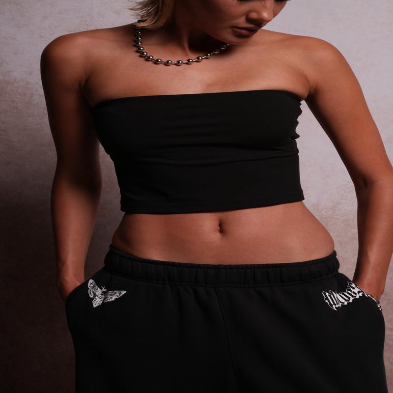 Single Wolf "Nova" Longline Bandeau Top in Black