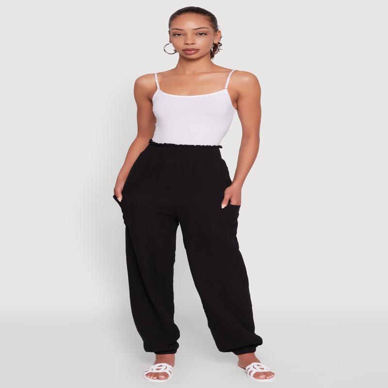 Stylish Gauze Knit High Waisted Joggers