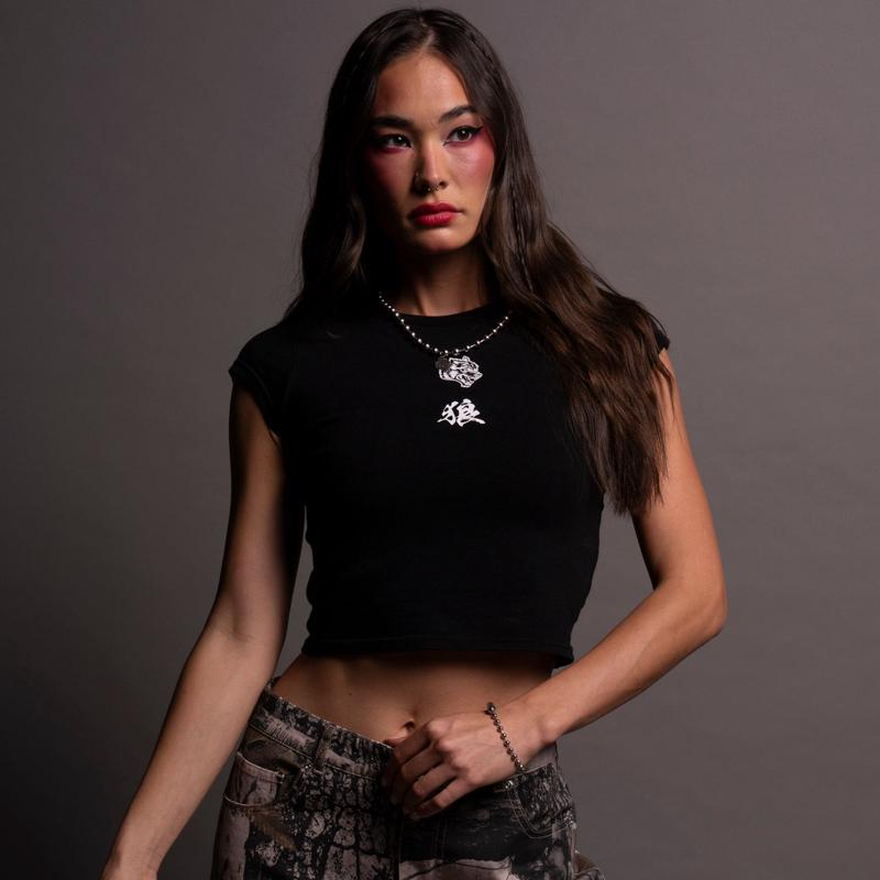 Bushido Wolf Baby Tee in Black