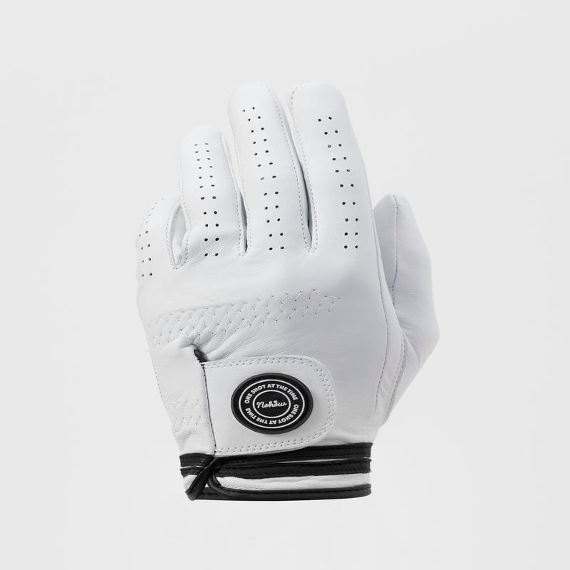 NOHOW GOLF LEFT GLOVE IN WHITE AND BLACK