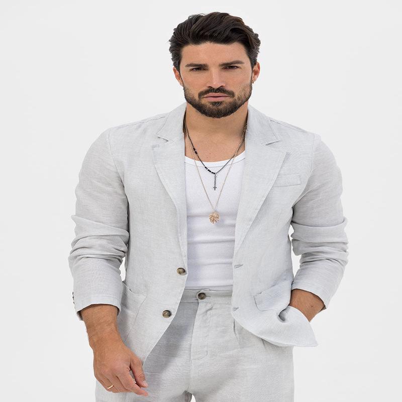 TITOS SINGLE BREASTED BLAZER IN PEARL