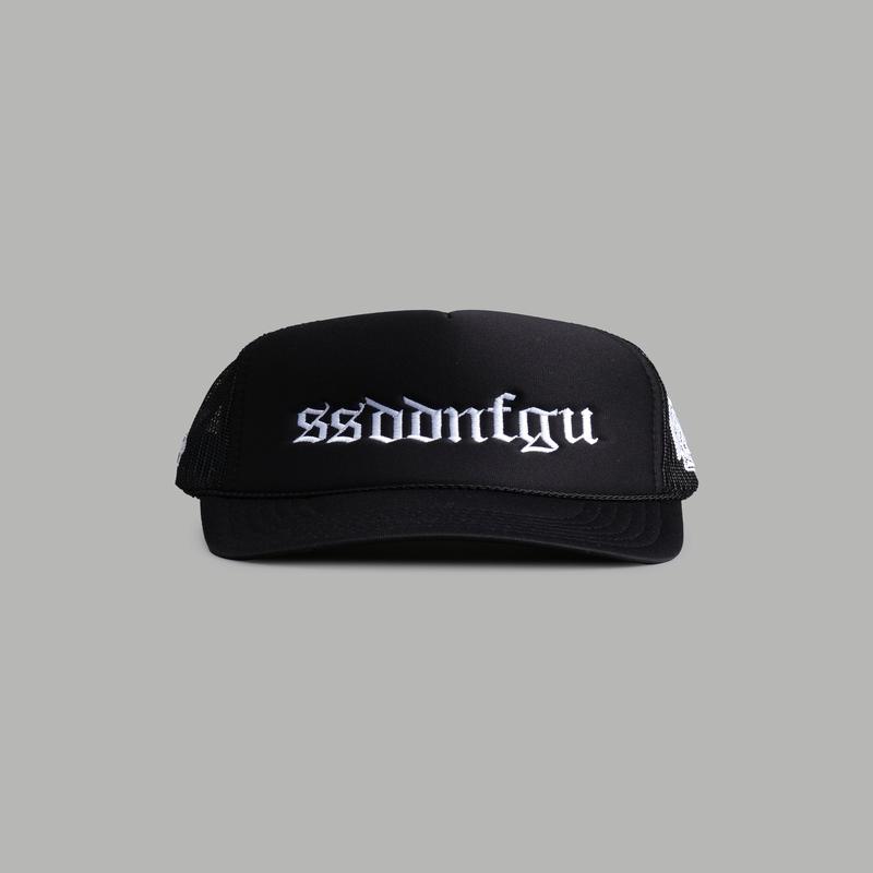 Our Mantra Trucker Hat in Black
