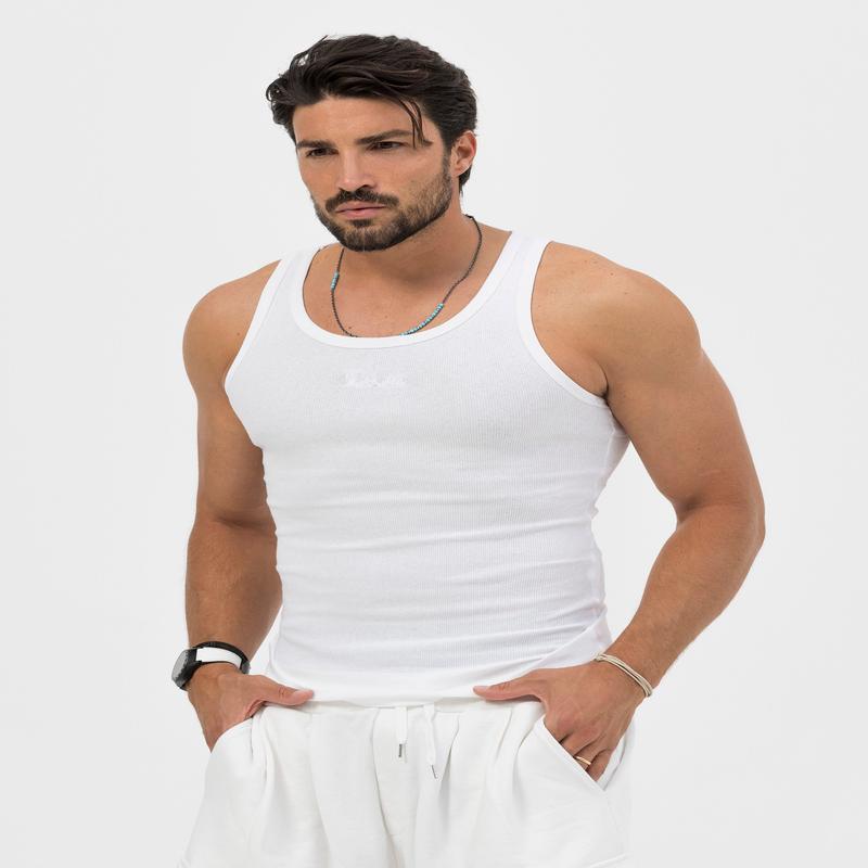 PETE EMBROIDERY TANK IN WHITE