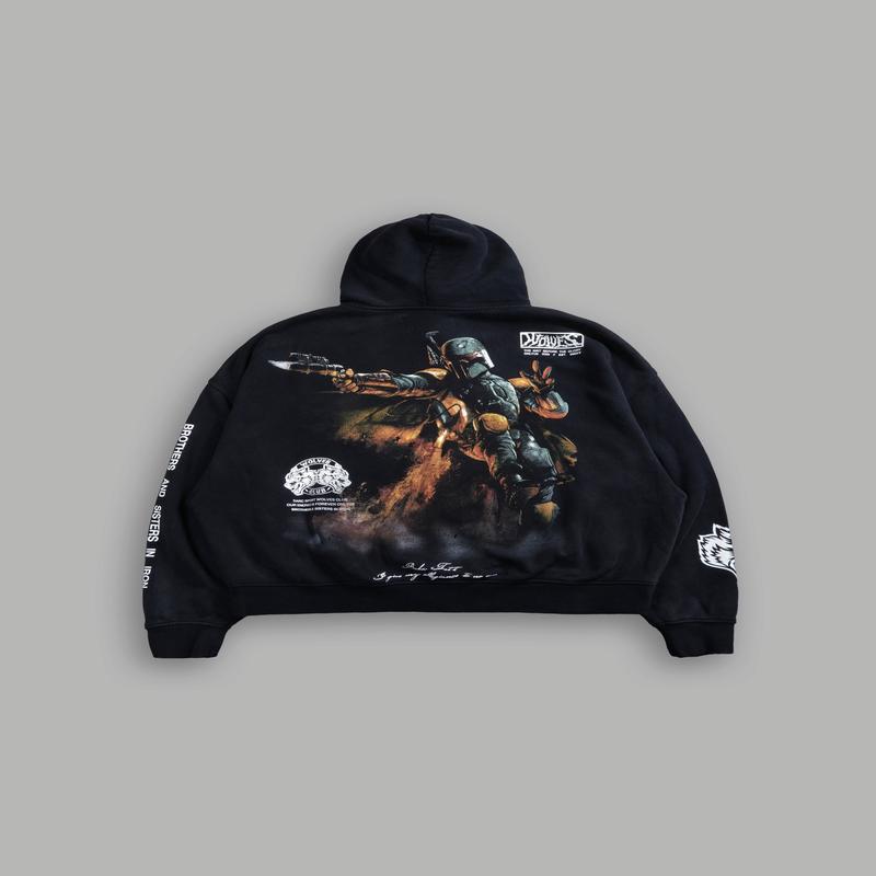 Boba Fett Vex Double Zip Hoodie in Black Drift Wash