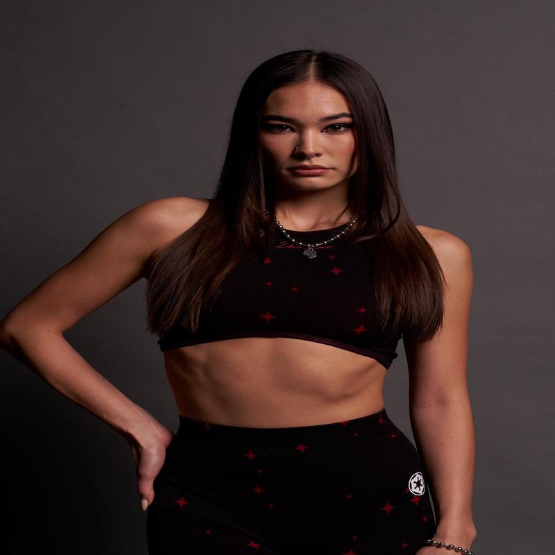 Darc Script "Everson Seamless" Curve Tank in Black/Red Starry Night